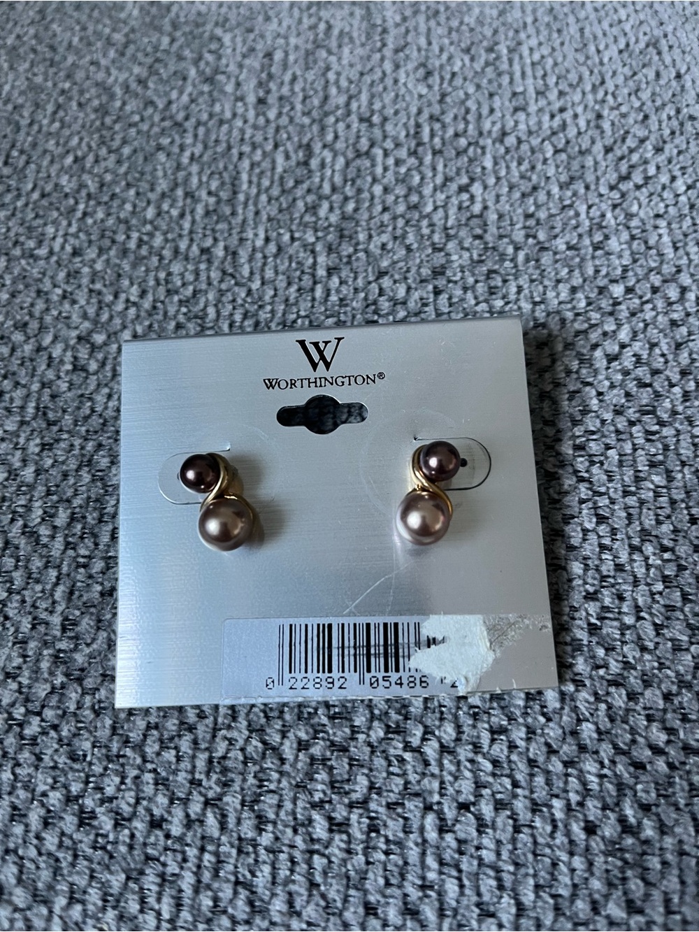 Worthington Two-Tone Pearl Drop Stud Earrings - Brown and Gold